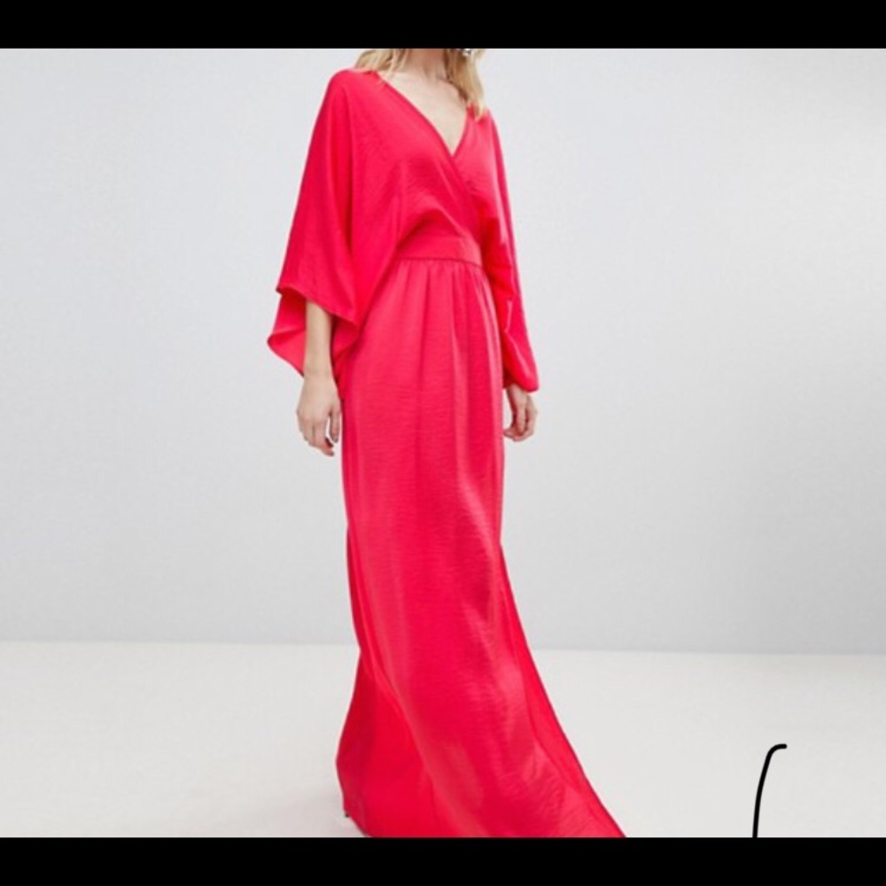 Flounce London wrap front kimono maxi dress split